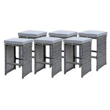 Furniture of America Nica Modern Aluminum Frame and Fabric Padded Patio Bar Stools with Footrest, UV, Water Resistant, Set of 6 for Garden, Backyard, Deck, Gray