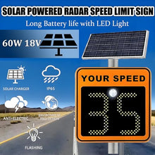 24''Solar Powered Radar Speed Limit Sign - LED Speed Limit Radar Detective Display,Radar Feedback Sign,Applicable to Highways,Speed-Limited Roads White-3digitdisplay
