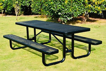 LifeYard Heavy Duty 8' Rectangular Metal Picnic Table with Umbrella Hole, 96" L x 62" W, Expanded Metal, (Black)