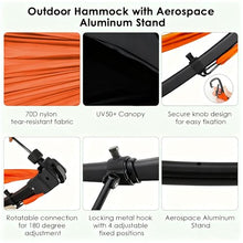 Portable Outdoor Hammock with Quick-Fold Stand,Adjustable Sunshade,Waterproof & UV-Resistant,Heavy-Duty 550lb Capacity,Travel 2-Person Hammock with Storage Bag for Camping,Backyard,Beach,Patio,Indoor
