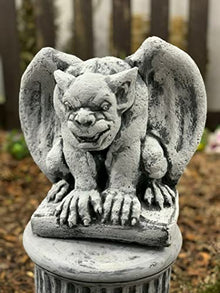OLOMA Concrete monster statue Gothic Halloween decor Stone guardian gargoyle sculpture Garden demon figurine Outdoor cement decoration Yard art Angry gargoyle sculpture Gargoyle statue outdoor