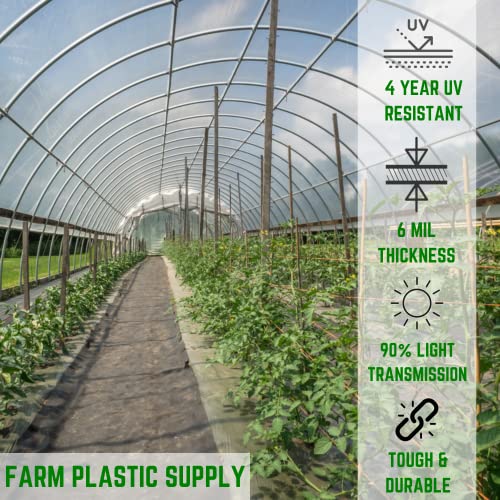 Farm Plastic Supply Clear Greenhouse Plastic Sheeting 6 Mil 54' x 75' UV Resistant