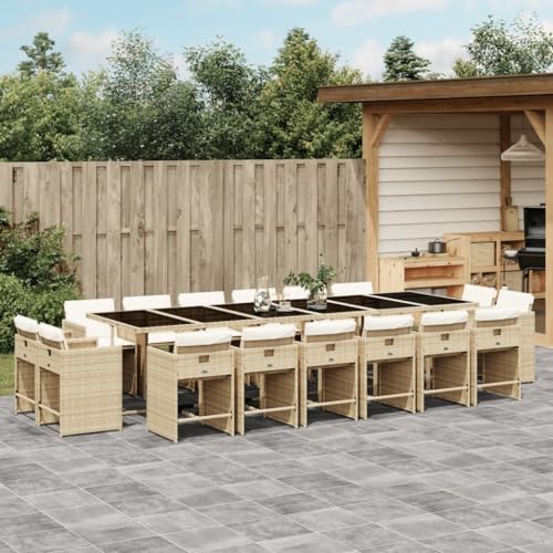 AMBERARD Patio Dining Set Set of 16 Beige Furniture Set
