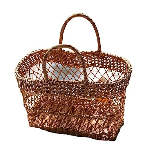 Picnic Baskets Handmade Storage Basket, Outdoor Picnic Basket, Kitchen, Fruit, Vegetable, Bread, Shopping Basket, Bathtub Storage Device with Handle，