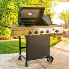 Megamaster Propane 4-Burner Gas Grill, Side Burner with Sturdy Grill Cover