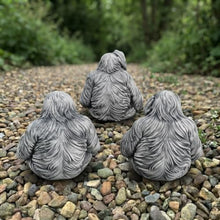 OLOMA Concrete Three Wise Monkeys Garden Statue Set No Hear No See No Speak No Evil Monkeys Figurines Outdoor Realistic Gorillas Yard Decor Meditation Zen Sculpture Handcrafted Primate Art