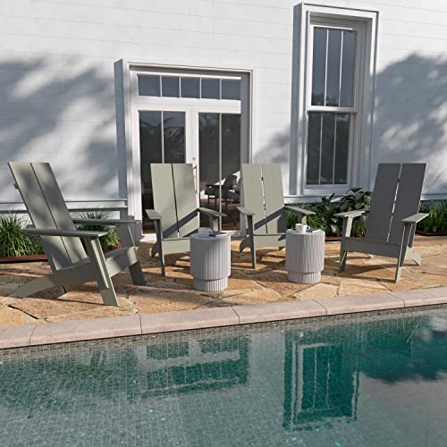 Taylor & Logan Brady Dual Slat Poly Resin Adirondack Chair in Gray, Set of 4