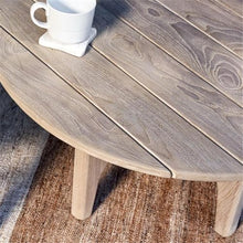Kosas Home Dawn 31.5" Round Teak Wood Outdoor Coffee Table in Matte Gray