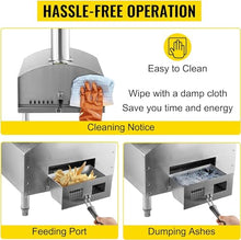 Stainless Steel Outdoor Pizza Oven Incl,Pizza Slicer & Pizza Stone,Premium Wood-Fired Oven for The Garden, Can Be Used with Pellets, Charcoal & Briquettes
