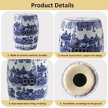Ceramic Drum Table,Ceramic Drum Stool,Decorative Ceramic Garden Stool, Glazed Hollow Landscape Celadon Shoe-Changing Stool Drum Stool, Suitable for Outdoor