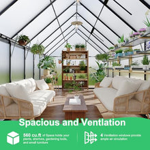 CABIHOME 8x14 ft Outdoor Greenhouse Kit, Heavy Duty Polycarbonate Greenhouse with Reinforced Aluminum Frame, Adjustable Roof Vent, Lockable Door & Quick-Connect System for All Seasons