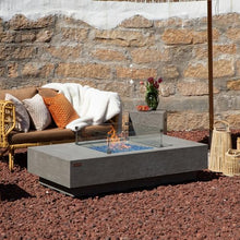 Monte Concrete Fire Pit 60" x 31.9" Outdoor Patio Firepit Includes Fire Glass Modern Fire Pits & Outdoor Fireplaces for Garden, Deck, Indoor & Outdoor Heating