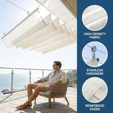 FENGZEQUAN Outdoor Pergola Shade Cover for Patio Deck Porch Retractable U Shape Wave Canopy Awning with Slide Flexible Design Hang Down Wire Cable Hardware Included(W3.2*L14m/W10.50*L45.93ft)