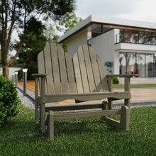 Wildridge Classic Adirondack Glider, Weathered Wood - Outdoor Weather Resistant Recycled HDPE Glider for Porch, Patio, Deck
