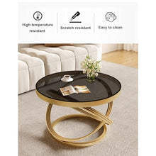 Round Glass Coffee Tables for Living Room, Simple Modern Center Table, Coffee Table for Living Room with Round Corners, for Living Room Home Office(Black,50cm/19.7in)