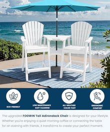 FOOWIN Tall Adirondack Chairs Set of 4 with Double Connecting Trays