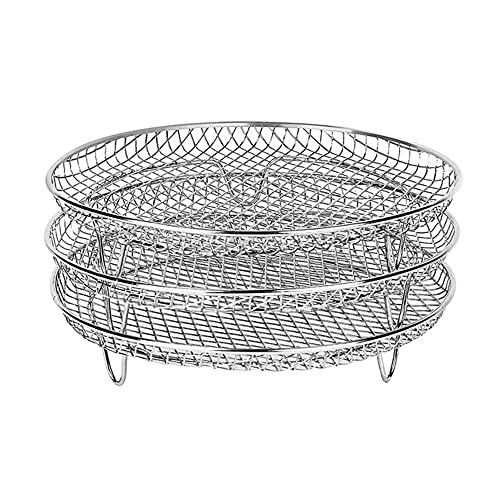 AFPSDLFJDLS Grill Rack Stackable Grid Air Fryer Holder 3-Layers Stainless Steel Household Gadgets for Family Baking Outdoor Camping(D)