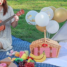 ZYBB Picnic Basket Wicker with Cutlery Picnic Mat with Lid and Handle Storage Basket for 4 People 40X25x41cm