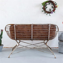 Parking Patio Seat 51.1 Inch Vintage Art Iron Bench Outdoor Balcony Leisure Chair with Cushion and Backrest, 2 Person Sofa Chair Made of Silver Metal for Indoor and Outdoor Seating Furniture for