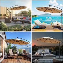 RWGOVLU 10Ft Cantilever Parasol with Crank & Tilt, Outdoor Offset Parasol, Hanging Umbrella, Sun Shade Umbrella Waterproof, UV Protection, Base not Include,2 White, 1 Khaki