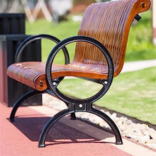 Park Patio Seat Outdoor Bench with Armrests, Luxury Park Chair with Streamlined Seats and Backrest, Solid Black Cast Aluminum Legs for Garden Patio