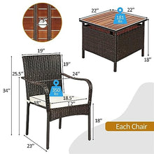 DUYHBAWRS 3PCS Patio Rattan Furniture Bistro Set Wood Side Table Stackable Chair