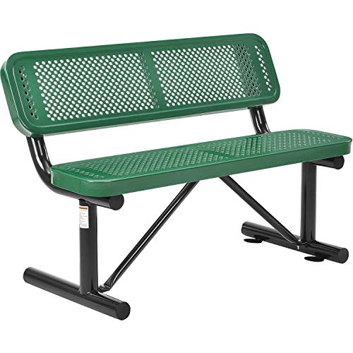 Global Industrial 4'L Heavy Duty Outdoor Steel Picnic Bench with Backrest