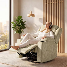 LAFWELL Retro Rocking Recliner Chair, Massage Rocker Recliner Chair with Vibration Massage and Heat, USB and Type-C Ports,360° Swivel Chairs,Living Room, Bedroom, Nursery, RV, Beige