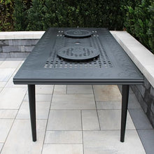 Oakland Living Modern Outdoor Mesh Aluminum Black 84-in Rectangle Large Patio Dining Table with Two Lazy Susans