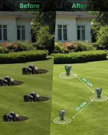 ASEINT Mole Repellent for Lawns, Solar Powered | Patent Screw-Shape-Stake Design | IP65 Waterproof, Varying Sonic and Vibration to Expel Mole Gopher Snake Vole, for Lawn Garden & Yard (4pc), Green