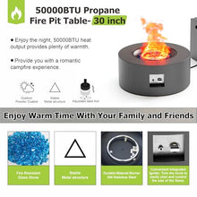 30" Round Outdoor Propane Fire Pit Table Firepit Table for Outside Patio