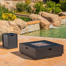 Christopher Knight Home Wellington Outdoor Iron 40" Square Fire Pit - 50,000 BTU, Dark Grey