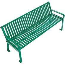 Global Industrial 6 ft Outdoor Park Bench with Back, Vertical Steel Slat Green