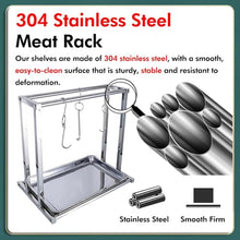 CUTPOIY Hanging Roasted Meat Display Rack 304 Stainless Steel, Sausage Drying Rack with Hooks for Smoked Pork/Roast Chicken Duck/Fish, Cooker Meats Roasting Stand, Height - 100cm (39 2/5")