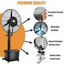 DMVWJR 26 In/30 In Misting Fan Cooling Mister Fan Floor Fan With 42L Capacity Tank Moving Outdoor Tower Fan Large Pedestal Fan For Patio Outside Restaurant Garage Gym Factory Workshop(26 in)