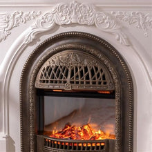Decorative Fireplace Traditional Style Freestanding Fireplace with Mantel, Birdcage Shaped Core and 3D Realistic Flame(Silver)