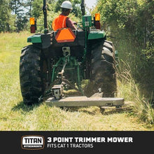 Titan Attachments 3 Point Trimmer Lawn Mower Attachment, Fits Cat 1 Tractors, PTO Powered up to 45 HP, Spring Loaded Mowing Arm, Pivoting Deck, Adjustable Wheel Height