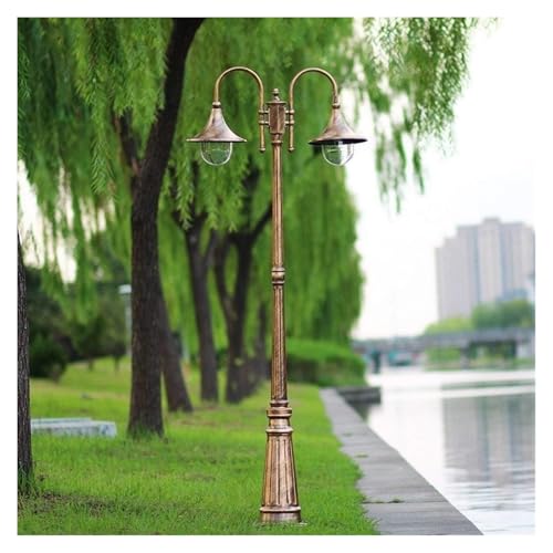 2-Lights Cast Aluminum High Pole Street Lamp – Waterproof E27 Patio Floor Lamp For Landscape, Pathway, Driveway, Garden, Lawn. Elegant Post Light Pillar Lamp For Stylish Exterior Lighting(250cm)