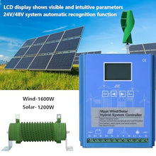 forplubossmmp Wind & Solar Hybrid Charge Controller 1600W Solar Controller 1200W, Wind Turbine Auto Regulator Wind Generator Controller with Function Keys, Renewable Energy Controllers 24V 48V