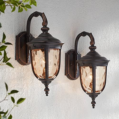 Bellagio 16 1/2" High Veranda Bronze Downbridge Outdoor Wall Light Set of 2