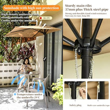 FORRTY Half Patio Umbrella Wall Mounted Outdoor Umbrella Set, 230x130cm UV Protection Sun Shade With Adjustable Crank, Water-Fill Parasol Base, Table & 2 Chairs For Balcony, Garden, Deck, Café(Khaki 1