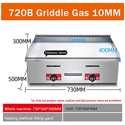 Stainless Steel Gas Burner Tabletop Gas BBQ, Portable Table Ttop Grill, Large Non-Stick Steel Griddle, Teppanyaki Cooking Plate, Our Plancha is Ideal for Outdoor Catering, Easily Transported,720b