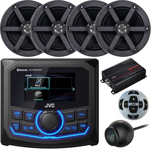 JVC Bluetooth Marine Radio with 4X 6.5" Speakers and Amplifier Black