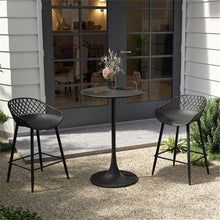 Afuera Living 3-Piece Counter Height Bistro Set, Black, Indoor/Outdoor Use, Midcentury Minimalist Style, 24" x 36" Table with Ergonomic Molded Polypropylene Stools, Weatherproof Compact Dining Set