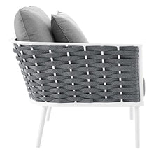 Modway Stance 8 Piece Outdoor Patio Aluminum Outdoor Patio Aluminum Sectional Sofa Set in White Gray