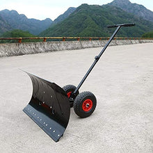 Snow Shovel Manual Rolling Snow Pusher | with 2 Wheels and Extension Steel Handle Used for Road Snow Removal Tools Snow Pusher