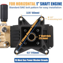 Pressure Washer Pump, 1" Shaft Horizontal Plunger, 4000 Psi, 4.4 GPM, Replacement Power Washer Pumps Kit, Parts Washer Pump with Pressure Adjustment Unloader, 5 Nozzle Tips
