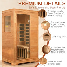 INFRADELUX Personal Far Infrared Sauna for Home Use, 1 Person Low EMF Indoor Sauna, 960W/120V with 6 Carbon Heating Panels, Elevated Base, Built-in Speakers, Control Panel & Tea Tray,35 × 27 × 61 Inch