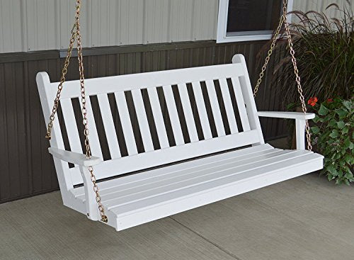 Dress The Yard Traditional Amish-Crafted Yellow Pine Porch Swing (5 Foot, White)