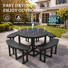 YITAHOME 38" Round Metal Picnic Table with Umbrella Hole